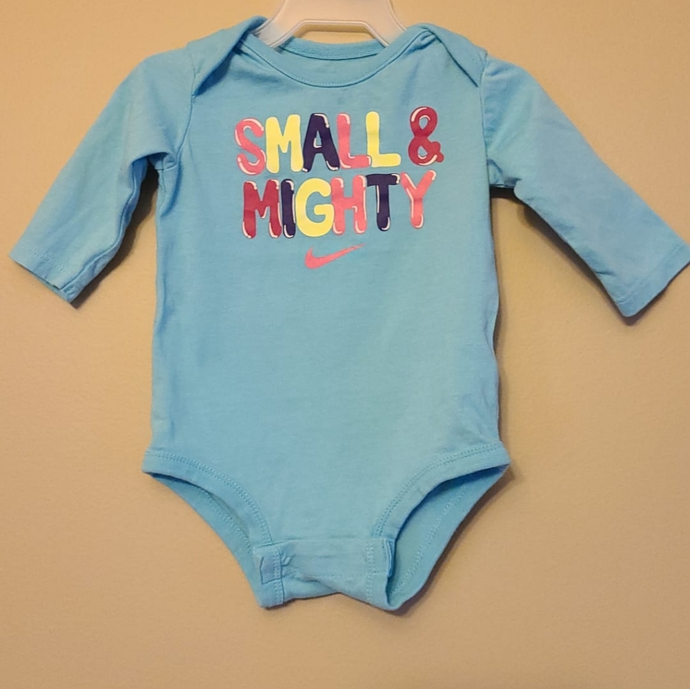 Nike long sleeved "small & mighty" onesie/bodysuit